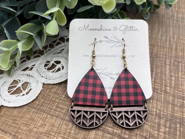 Valentines Day Dangle Earrings | Red Black Plaid Earrings | Red Valentine  Day Earrings - Dangle Earrings - Aliexpress